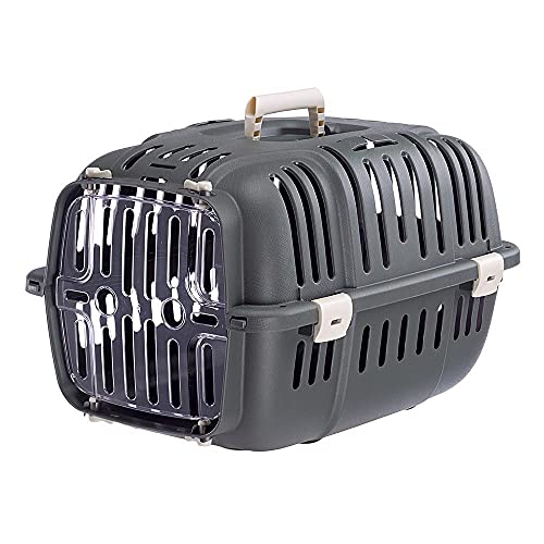 Ferplast Trasportino Rigido per Cani Piccoli e Gatti Jet 10, Porta Trasparente Antiurto, Griglie di aerazione