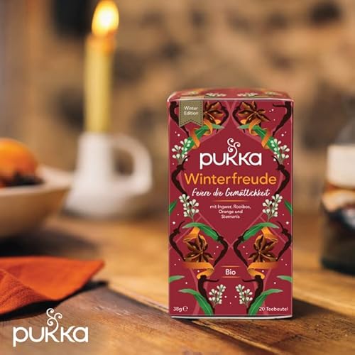 Pukka Tee Set, Bio Kräutertee Winterfreude, Ingwer, Zimt, Nelken, Orange, Limited Edition, Für besinnliche Momente, 4er Pack, 80 Teebeutel