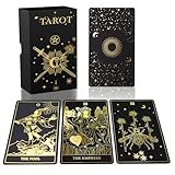 ACELION Original Tarot Card Set with Guide, 78 Pieces of Tarot Cards with Gold foil on The Surface， Fortune-Telling Game, Tarot for Beginners