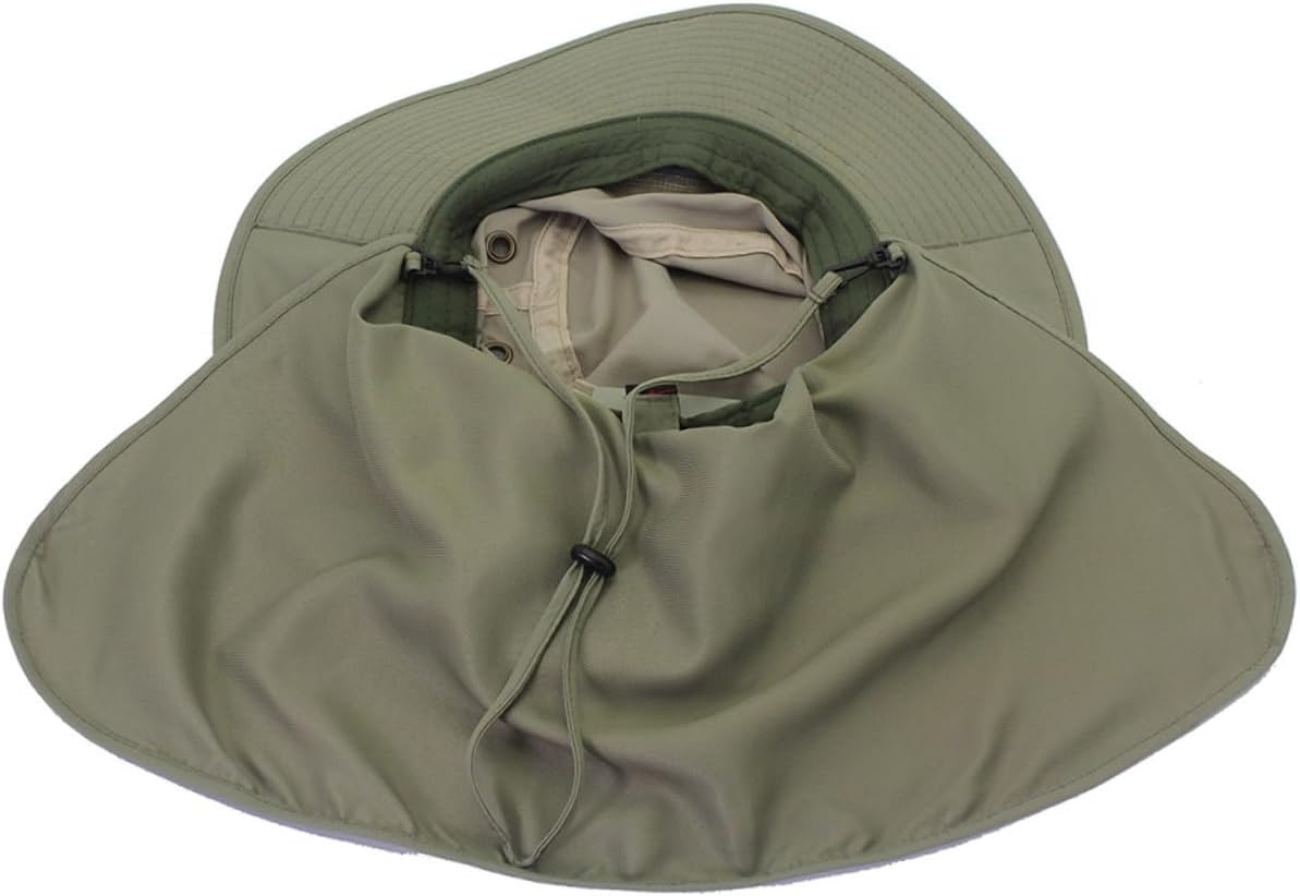 Outdoor Uv Bucket Hat with Neck Flap, Wide Brim Sunhat
