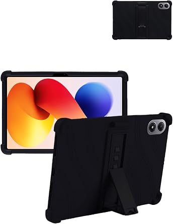 for Xiaomi Redmi Pad 2 Pro 12.1 inch Android 15 Tablets Protective case,Shockproof Lightweight Silicone Protective Cover with Stand,Child-Friendly Protection,Easy to Clean Design,Black