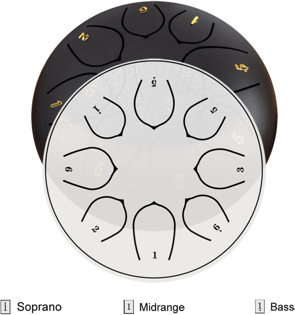 Lancoon Steel Tongue Drum with 6 Inches 8 Notes Hand Pan Durable Musical Instrument Soft Sound Rain Drum Non-Slip Easy to Play for Kids Yoga Meditation Entertainment