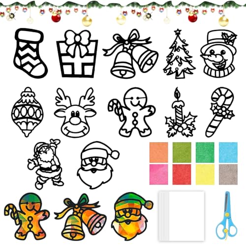 12 Stück Weihnachten Basteln Kinder, Bastelsets Fensterbilder...