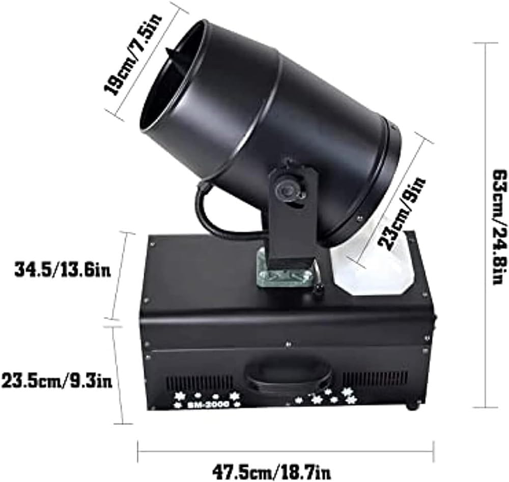 Snow Maker Machine, 2000W Professional Snowflake Machine, Stage Snowflake Maker with Remote Control, 180° Swing Snowflake Blizzard Effect, for Outdoor and Indoor Stage DJ Party, Christmas, Wedding