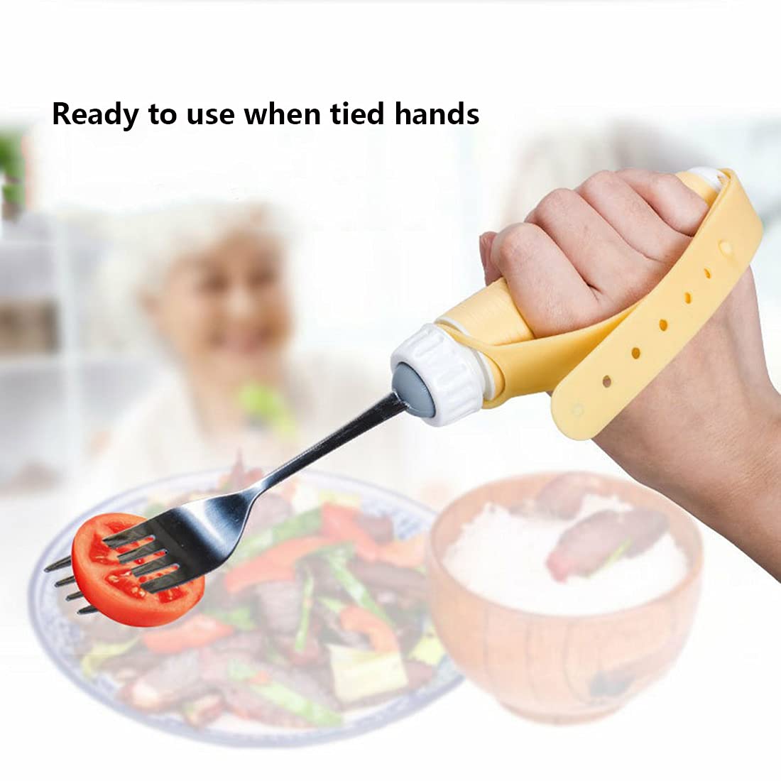 Juego de utensilios de alimentación adaptativos para ancianos y discapacitados, 2 cubiertos giratorios flexibles para temblores de Parkinson y artritis, tenedor y cuchara antivibración, ayuda