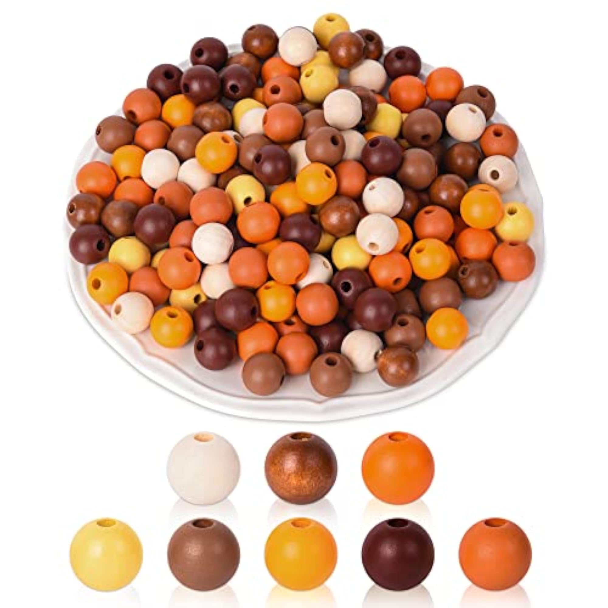 240 Pieces Fall Wooden Beads for Thanksgiving Craft Jewelry Making