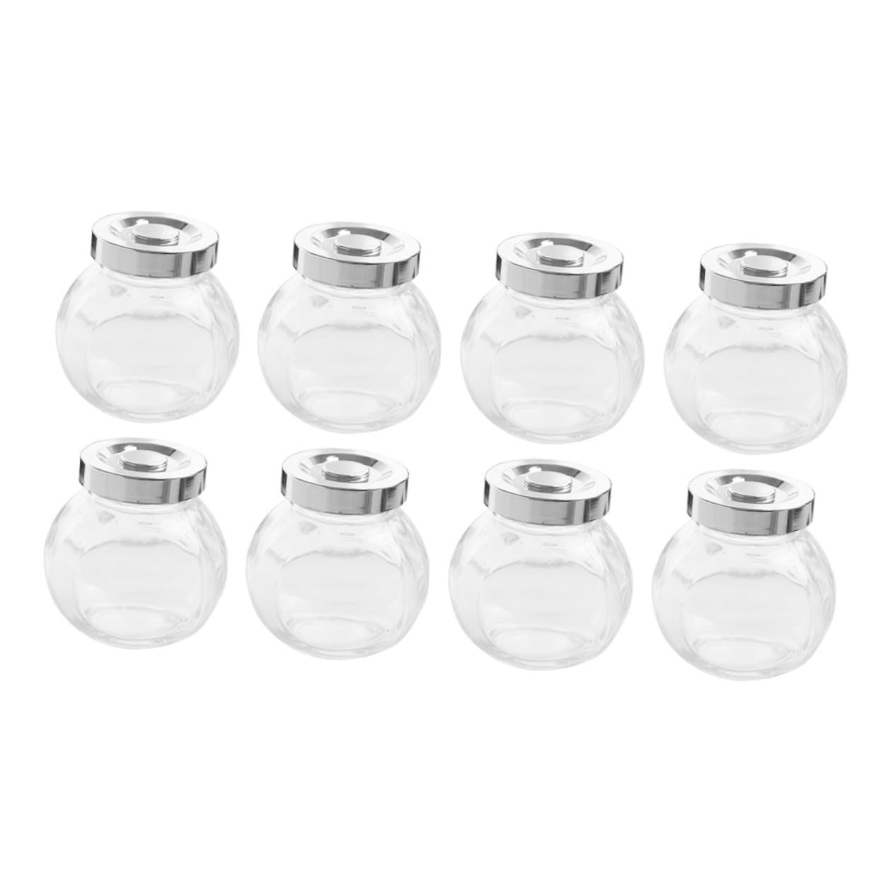 POPETPOP Barattoli in Vetro per Conservazione Alimentare Set 8 Pezzi Coperchio Ermetico Contenitori Trasparenti Leggeri per Frutta Secca e Cereali in Cucina