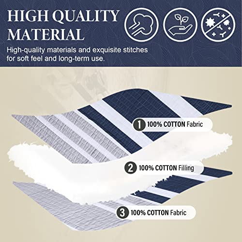 SahSahCasa Navy Blue Cotton King Quilt Bedding Set Quilted Bedspread for King Size Bed, All Season, 3pcs - Image 4