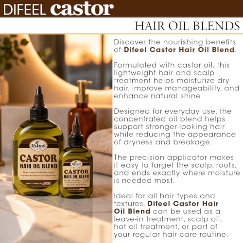 Image of Difeel Mega Care Castor Hair Oil Blend 7.1 oz. - Blended Castor Oil for Hair Growth