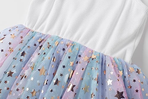 Image of GSVIBK Baby Girls Tutu Dress Sleeveless Toddler Cotton Tulle Skirt Princess Party Prom Dresses