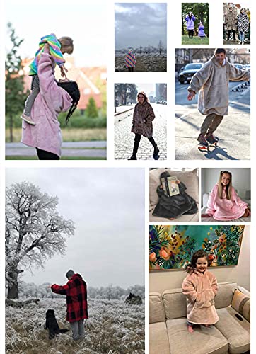 Sacebeleu Decke Hoodie Sweatshirt,Flauschige Sherpa TV-Decke mit Ärmeln,Oversized Kapuzen Pullover Kuscheldecke mit Känguru Tasche,Flanell Fleecedecke,Einheitsgröße für Damen,Herren