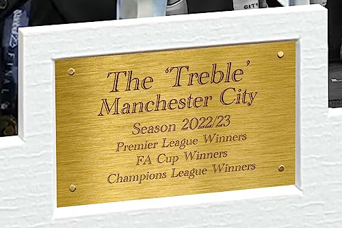 12x8 A4 Manchester City Treble 2022/23 Champions League Premier League FA Cup Grealish DeBruyne Rodri Gundogan Haaland Autographed Signed Photo Photograph Picture Frame Football Soccer Poster Gift