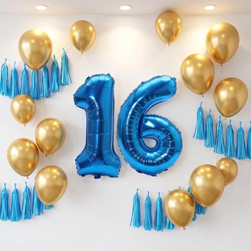 Image of YPSelected 32 Inch Large Foil Helium Number Balloon Birthday Wedding Party 0-9 (Blue, 6)