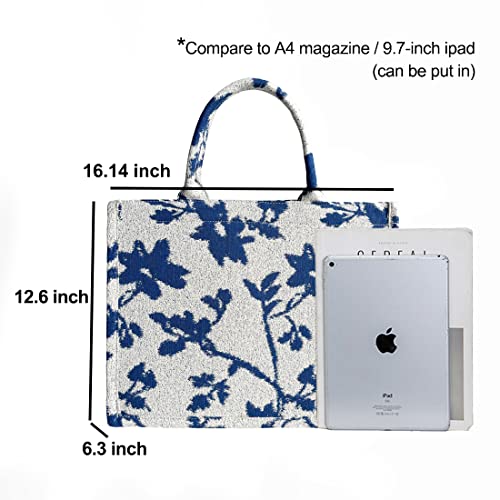 Vodiu Canvas Tote Bag Women's Shoulder Bags Printing Shopper Handbags Large Capacity Wedding Party Travel Beach Bag Blue #TOP2