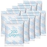 Joyfolk 10 Pack 200 Gram Silica Gel Packets Desiccant Packs for Storage Food Safe Moisture Absorber Packs for Spices Jewelry Clothes Shoes Electronics Seeds Safes, Etc