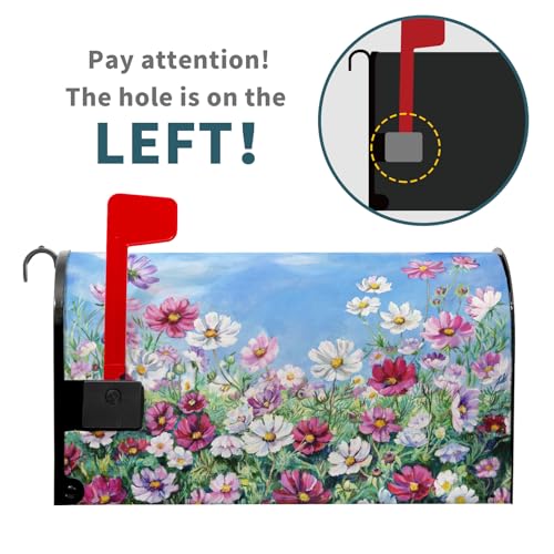 Image of Spring Summer Flowers Welcome Mailbox Cover Magnetic Large Size 25.5 inchx21 inch Wildflowers Mailbox Wraps Waterproof Summer Floral Post Box Cover Decorative for Garden Home Yard Outside