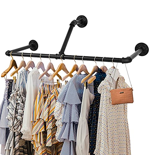 Zszaua Clothes Rack Heavy Duty For Hanging Clothes, Industrial Pipe Closet Rods For Hanging Clothes Bar, Detachable Wall Mounted Garment Racks For Laundry Room Organization And Storage #TOP26