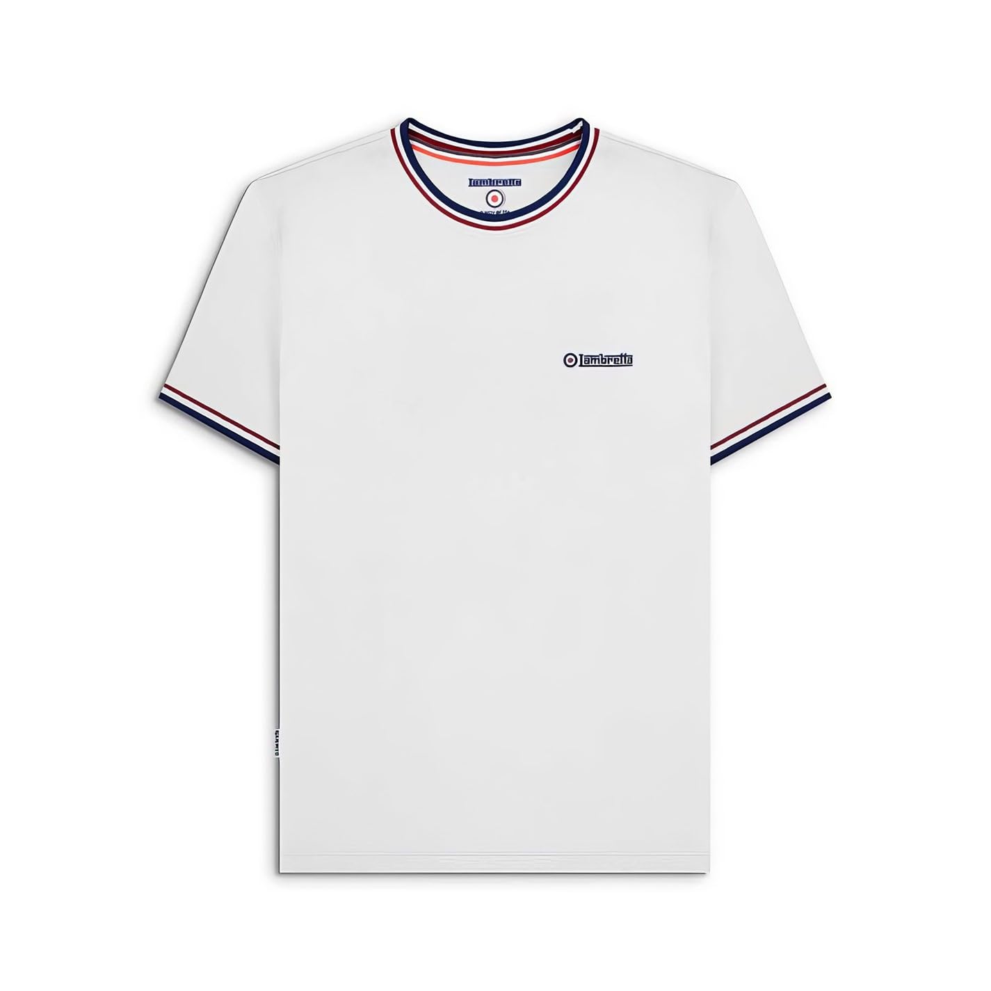 Lambretta Mens Triple Tip T-Shirt Tee Top White Navy/White/Red XL