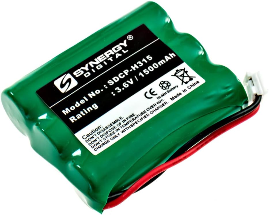 Synergy Digital Cordless Phone Battery, Works with Energizer ER-P240 Cordless Phone, (Ni-MH, 3.6V, 1500 mAh) Ultra Hi-Capacity, Compatible with Vtech 80-5071-00-00 Battery