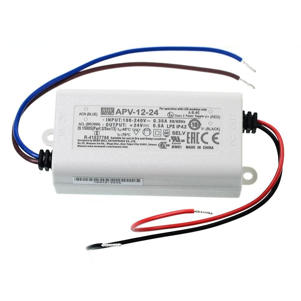 MW Plastic Casing APV-12W-12/15/24/5V Non-PFC Outgoing Constant Voltage Lead Wire Type-C.V IP83 Single Output Power Supply (Black)-image-39