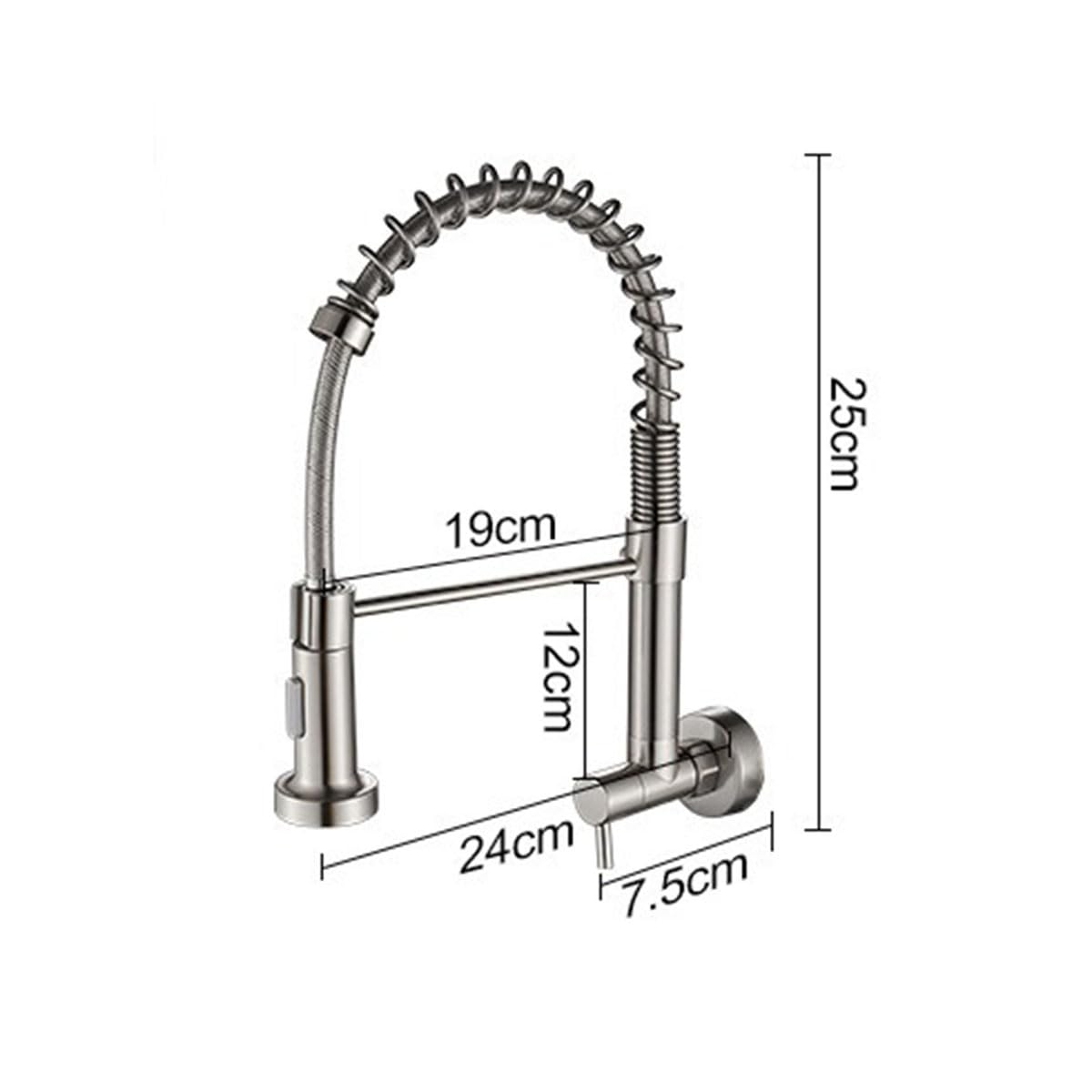 Grifo Fregadero de Pared agua Fria Grifo Cocina Muelle, Grifo de Cocina Extensible Monomando Grifo de Pared Cocina Laton Cepillado