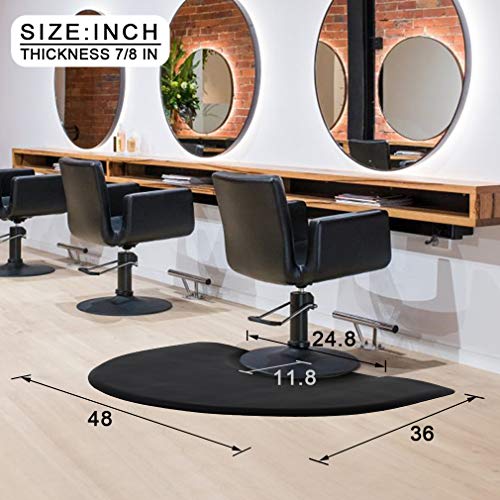 Bestsalon 3 4 Ft Salon Anti Fatigue Hair Stylist Salon & Barber Shop Chair Floor 7/8 In. Thick Comfort Black Semi Circle Mat, 3' 4' #TOP6