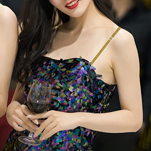 Obmwang 4 Pairs Women'S Bra Straps Glitter Elastic Adjustable Underwear Strap Replacement Shoulder thumb #5