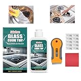 Set di pulizia per piani cottura in vetroceramica con lucidante per vetro – detergente per vetroceramica con raschietto per piani cottura in vetroceramica, raschietto per vetro, panno e lame – deterge