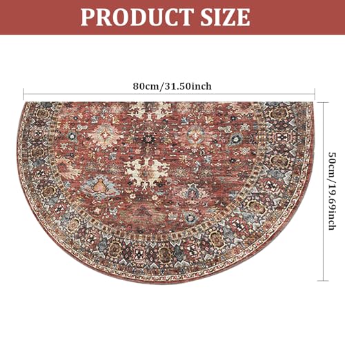 Tapis de cheminée doux absorbant d'eau demi-rond antidérapant lavable 20x32