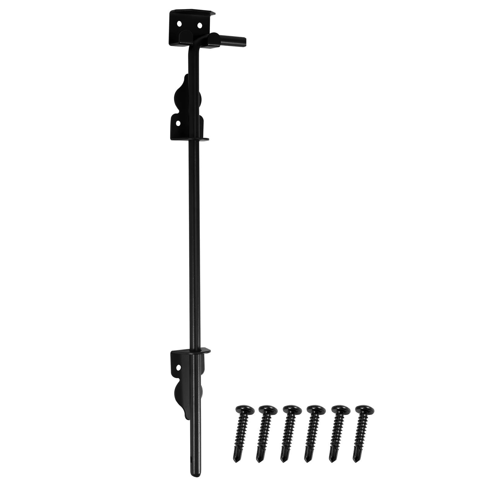 Gate Drop Down Bolt Kit Multipurpose Fence Ground Latch 18 inch Heavy Duty Gates Doors Stopper Cane Bolt GateDrop Rod Kit GateDrop Bolts Iron Gate Ground Latch for Wood Gates Fences Doors(1P 18")