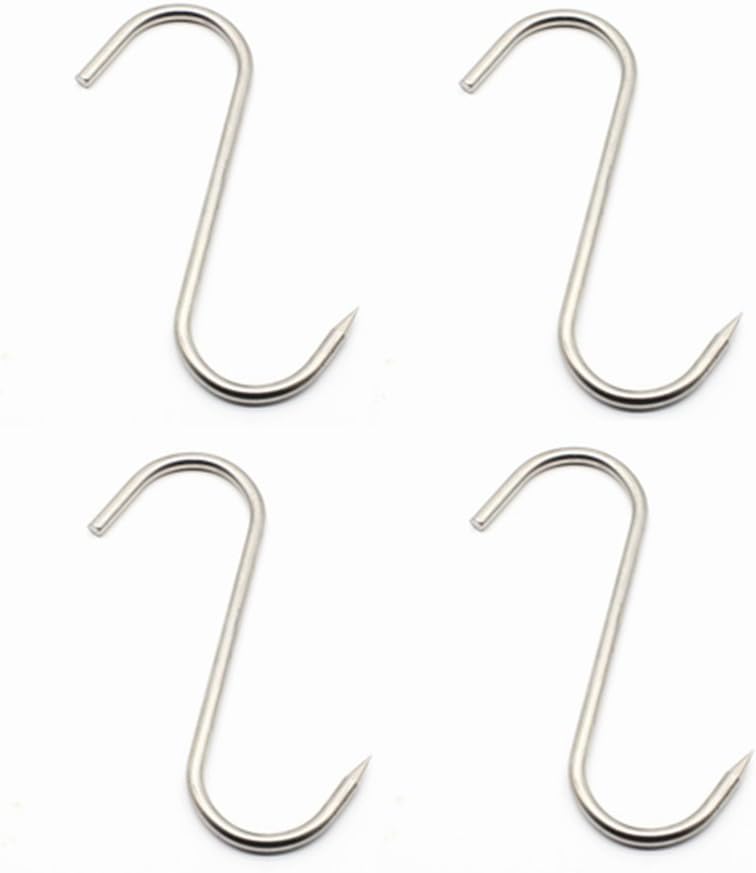 Ninepeak Heavy Duty Meat Hooks, 1/4" Stainless Rod, Pack of 4 (7")