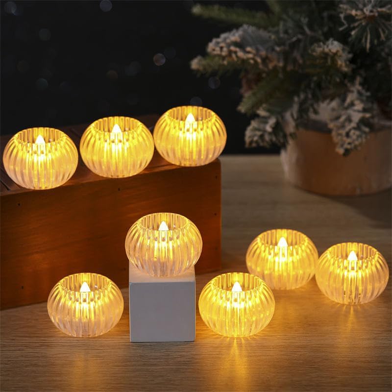 Crystal LED Tealight Candles Flameless Decorative Tea Lights, Warm White Battery Operated Tealight Candles for Diwali, Wedding, Anniversary, Party Table Centerpiece & Home Decoration (Pack of 6)-image-7
