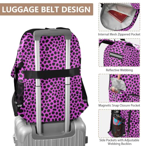 Mochilas para laptop con estampado de leopardo rosa de 17.5 pulgadas 4