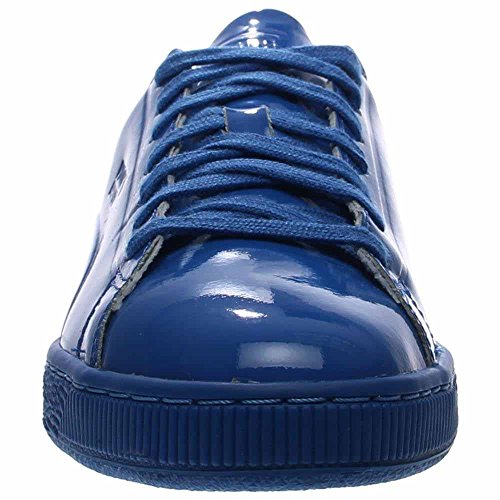 PUMA PUMA Men's Basket Classic Patent Emboss Fashion Sneaker, Safety Yellow (9.5 D(M) US, Puma Royal)