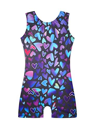 Image of EQSJIU Gymnastics Leotards for Girls Kids Rainbow Mosaic Mermaid Butterfly Stars Leopard Galaxy Tie Dye Cosmos Leopard
