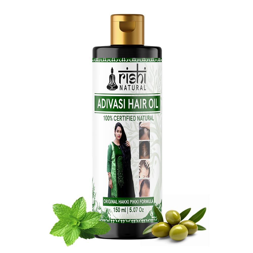 Adivasi Hair Oil - All Natural Certified - Hakki Pikki Original Formula - Strengthen Hair, Reduce Hair Thinning & Strengthens Roots