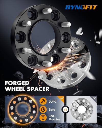 Image of dynofit 1 inch 6x5.5 Wheel Spacers Hub Centric for 2022-2026 Tundra,Forged 4Pcs 95.2mm M14x1.5 Spacers for 2025+ 4Runner /2024+ Tacoma /Sequoia /Land Cruiser 6x139.7 6-Lug Truck