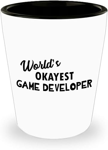 Miniatura 1 de Cute Gifts Idea for Worlds Okayest Game Developer Designer Shot Glass Tequila Shotglass Novelty Drinkware - Video Gaming Design Dev Team Development