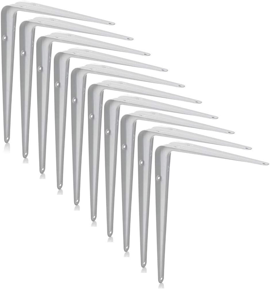 XFORT® London Shelf Brackets, Wall Mounted Shelve Brackets, Shelving Support Brackets, Book Shelf Bracket, Floating Shelve Bracket. [White, 10 Pack] [6 x 5 inch]
