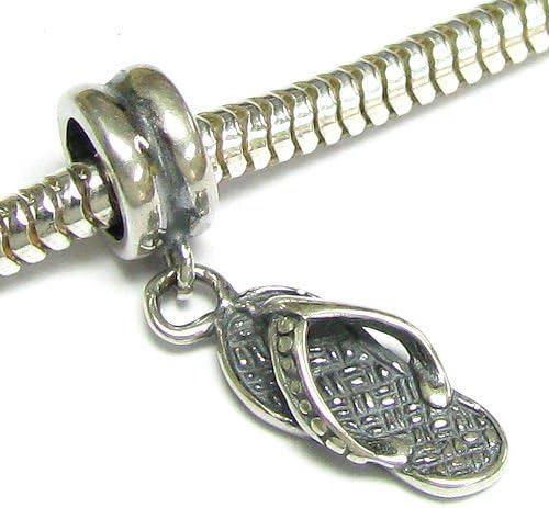 Sterling Silver Flip Flop Slipper Dangle Bead For European Charm Bracelets - Image 3