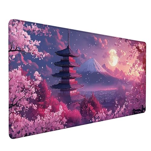 Tapis de souris XXL antidérapant résout le manque de place bureau avec ce sous main fleurs de cerisier