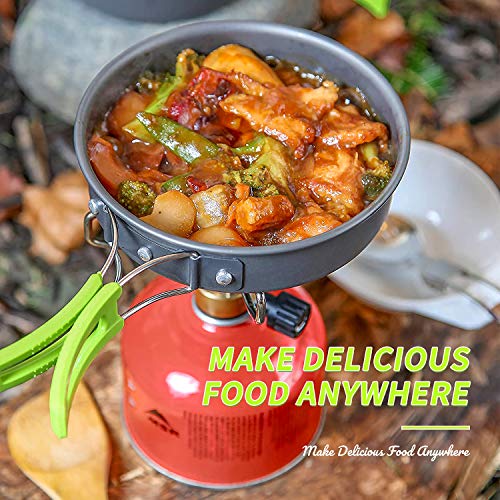 AIRE 16 Pcs Camping Cookware Set Stove Canister Stand Tripod Outdoor Hiking Picnic Non-Stick Cooking Backpacking with Folding Knife and Fork Set Mess Kit