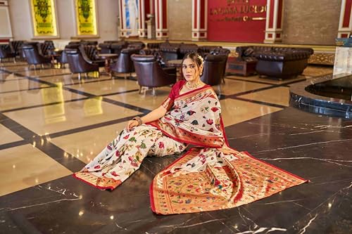 Image of SWORNOF Women's kanjivaram banarasi silk saree Zari Woven for festival Wedding silk with rich pallu Design sarees for women with Unstitched blouse piece