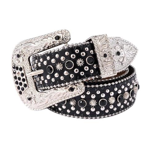 Fashion Bling Rhinestone Accessories Rivet Waist Belt Punk Hip Hop Gothic Pu Leather