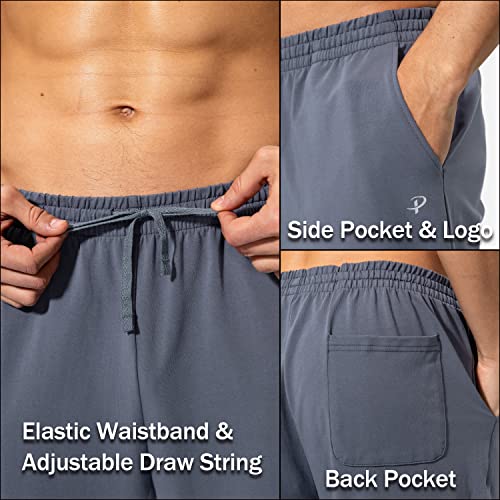 Image of Pudolla Men's Cotton Yoga Sweatpants Athletic Lounge Pants Open Bottom Casual Jersey Pants for Men with Pockets