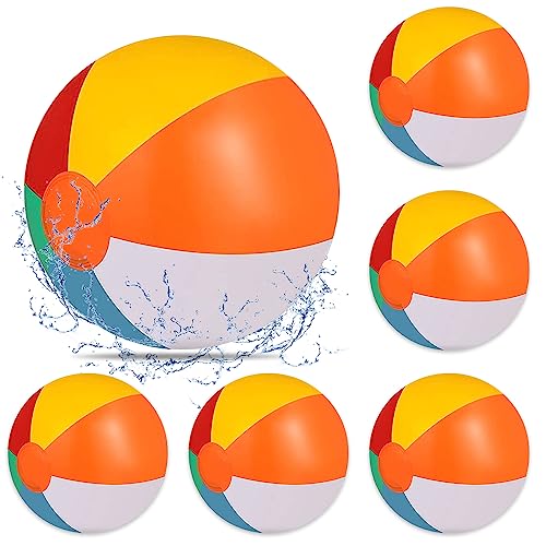 Udbrud 6 Pezzi Beach Balls Palloni da Spiaggia Gonfiabili Pallone da Spiaggia Colorata Palla Gonfiabile per Feste All'Aperto in Piscina in Spiaggia Estiva