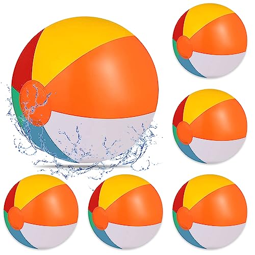 Udbrud 6 Pezzi Beach Balls, Pallone da Spiaggia 30 cm Palloni da Spiaggia Gonfiabili Palla Piscina Palla Mare per Beach Party Palline gonfiabili per Piscina, Spiaggia, Feste estive e Regali