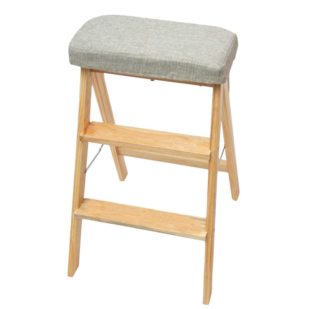 Tabouret à 2 étapes compact escabeau bois pliable multifonction