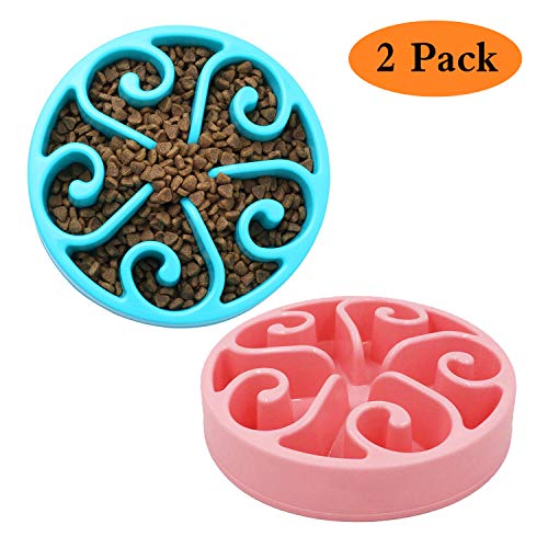 PG.KINWANG Slow Feeder Dog Bowl - Pet Fun Feeder Slow Feed Interactive Bloat Stop Dog Bowl for Large Medium and Small Dogs,Eco-Friendly Non-Toxic and Tasteless Set of 2