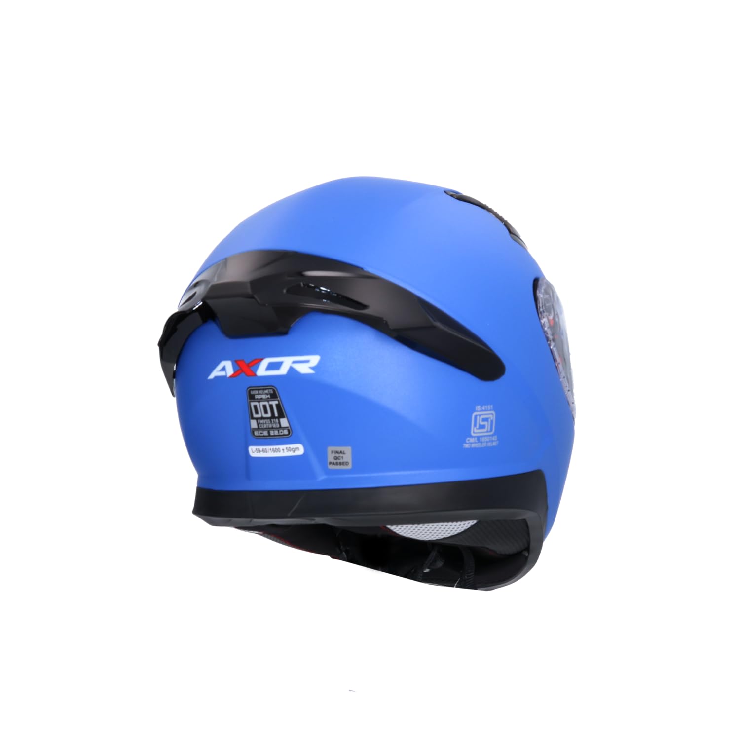 Casco AXOR Apex Solid Casco Integral de Moto Azul Mate con Pantalla Extra y Lente Solar, Diseño Deportivo, Talla XXL